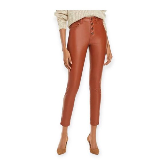 BlankNYC Cognac Faux Leather Skinny Pants High Rise Size Small NWT Trendy - Picture 10 of 10